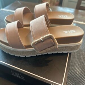MIA Women's Beige Platform Sandals
